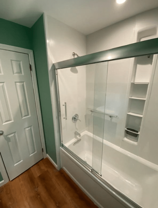 A bathroom remodeled with smart storage and durable finishes